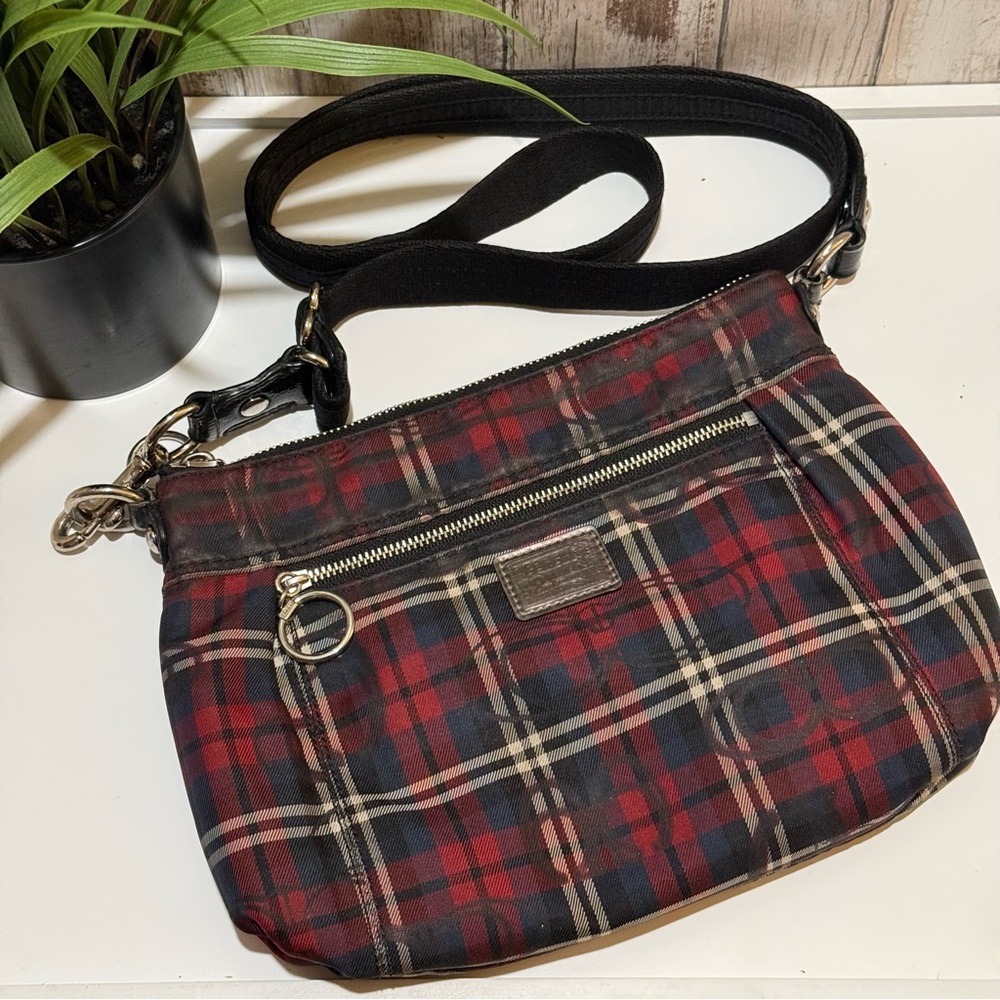 Coach Poppy Tartan Signature C Plaid Crossbody Purse